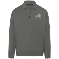 Atlanta Braves Levelwear Luxe Signature Quarter-Zip Chenille Logo Tri-Blend Sweatshirt Gray