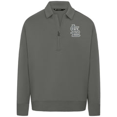 St. Louis Cardinals Levelwear Luxe Signature Quarter-Zip Chenille Logo Tri-Blend Sweatshirt Gray