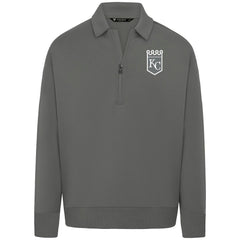 Kansas City Royals Levelwear Luxe Signature Quarter-Zip Chenille Logo Tri-Blend Sweatshirt Gray