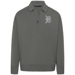Detroit Tigers Levelwear Luxe Signature Quarter-Zip Chenille Logo Tri-Blend Sweatshirt Gray