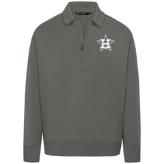 Houston Astros Levelwear Luxe Signature Quarter-Zip Chenille Logo Tri-Blend Sweatshirt Gray