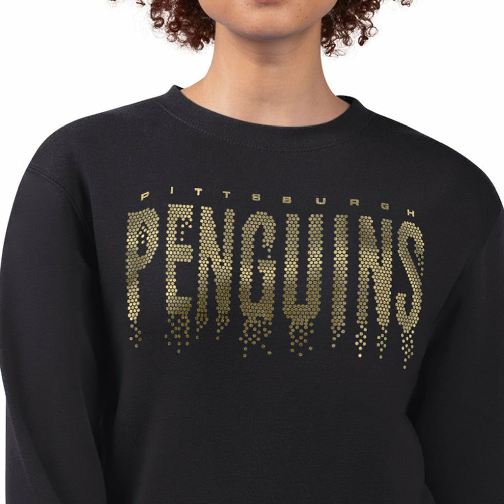 Pittsburgh Penguins G-III 4Her by Carl Banks Women's Metallic Drop Printed Fleece Sweatshirt - Black Sweatshirts