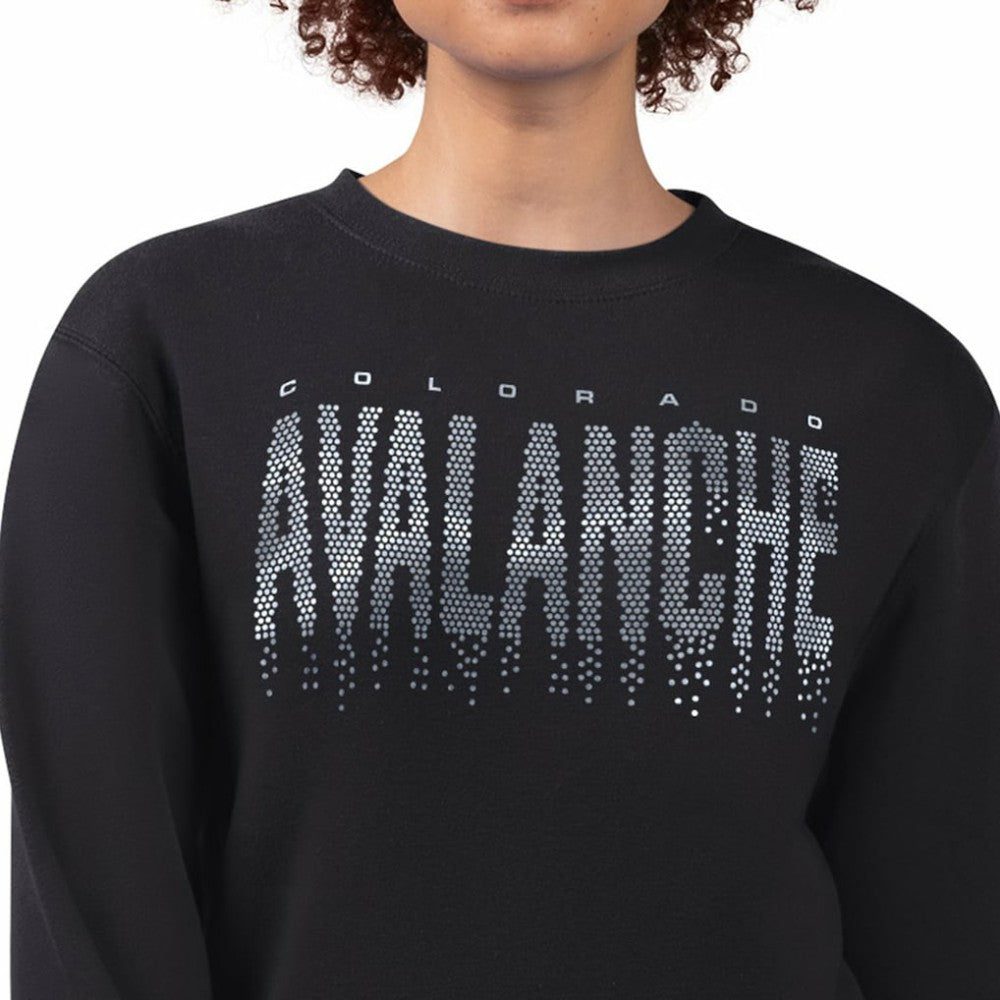 Colorado Avalanche G-III 4Her by Carl Banks Women's Metallic Drop Printed Fleece Sweatshirt - Black Sweatshirts