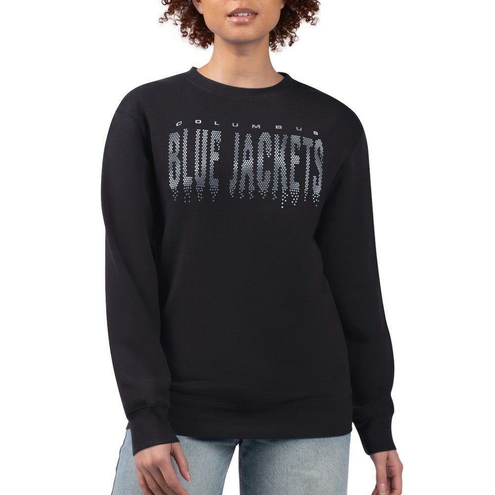 Columbus Blue Jackets G-III 4Her by Carl Banks Women's Metallic Drop Printed Fleece Sweatshirt - Black Sweatshirts