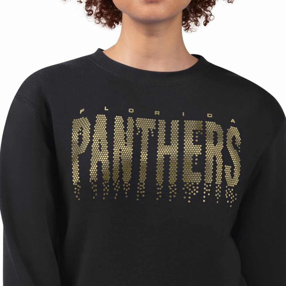 Florida Panthers G-III 4Her by Carl Banks Women's Metallic Drop Printed Fleece Sweatshirt - Black Sweatshirts