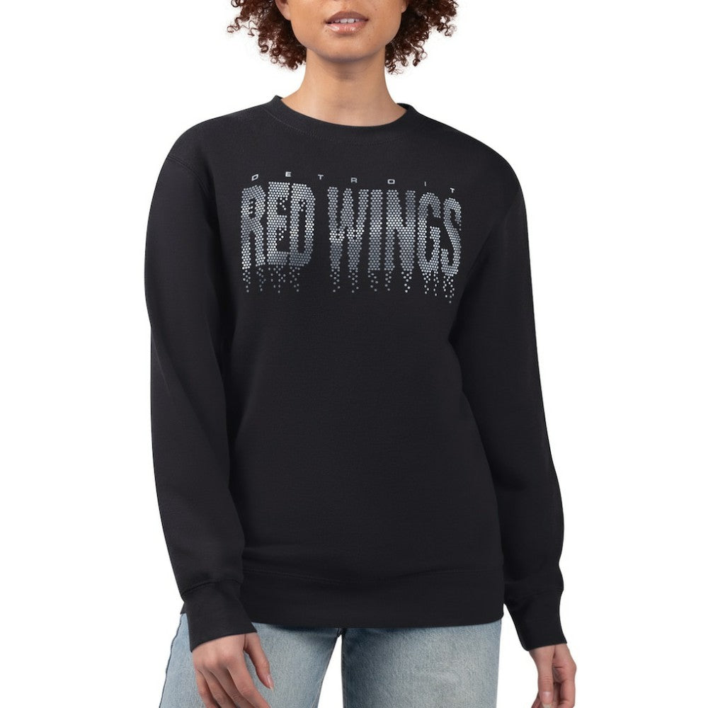 Detroit Red Wings G-III 4Her by Carl Banks Women's Metallic Drop Printed Fleece Sweatshirt - Black Sweatshirts