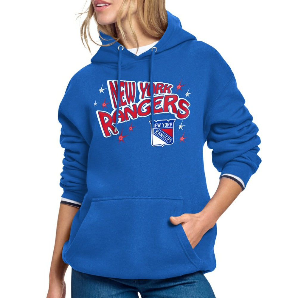 New York Rangers Starter Women's Fireworks Fleece Hoodie - Blue Hoodies