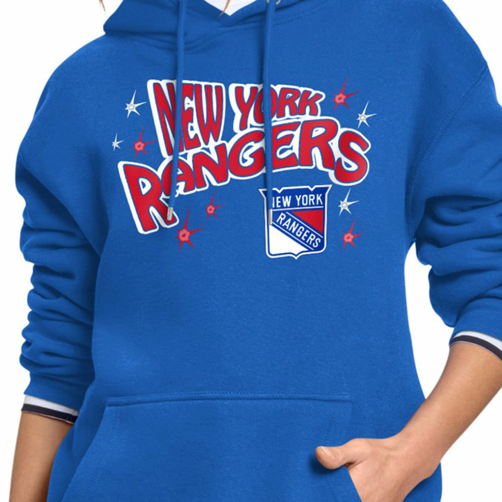 New York Rangers Starter Women's Fireworks Fleece Hoodie - Blue Hoodies