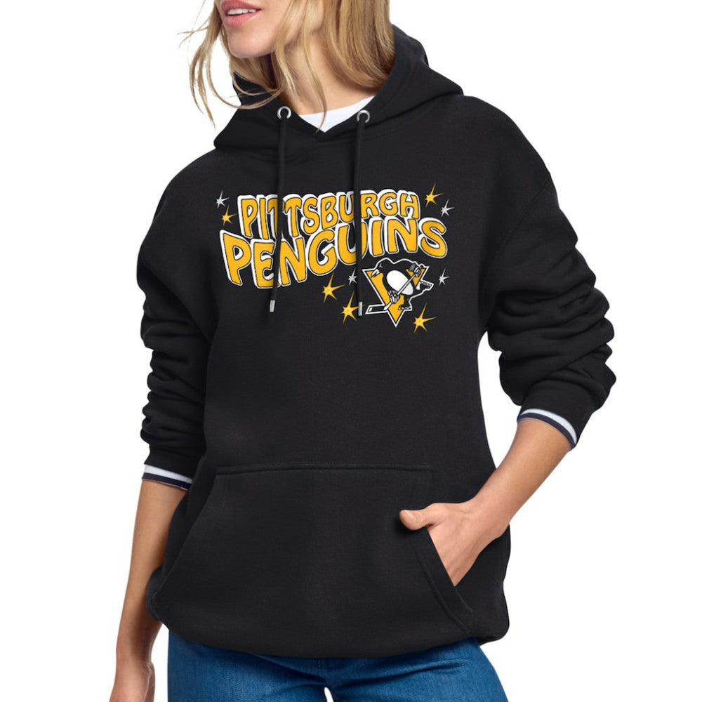 Pittsburgh Penguins Starter Women's Fireworks Fleece Hoodie - Black Hoodies