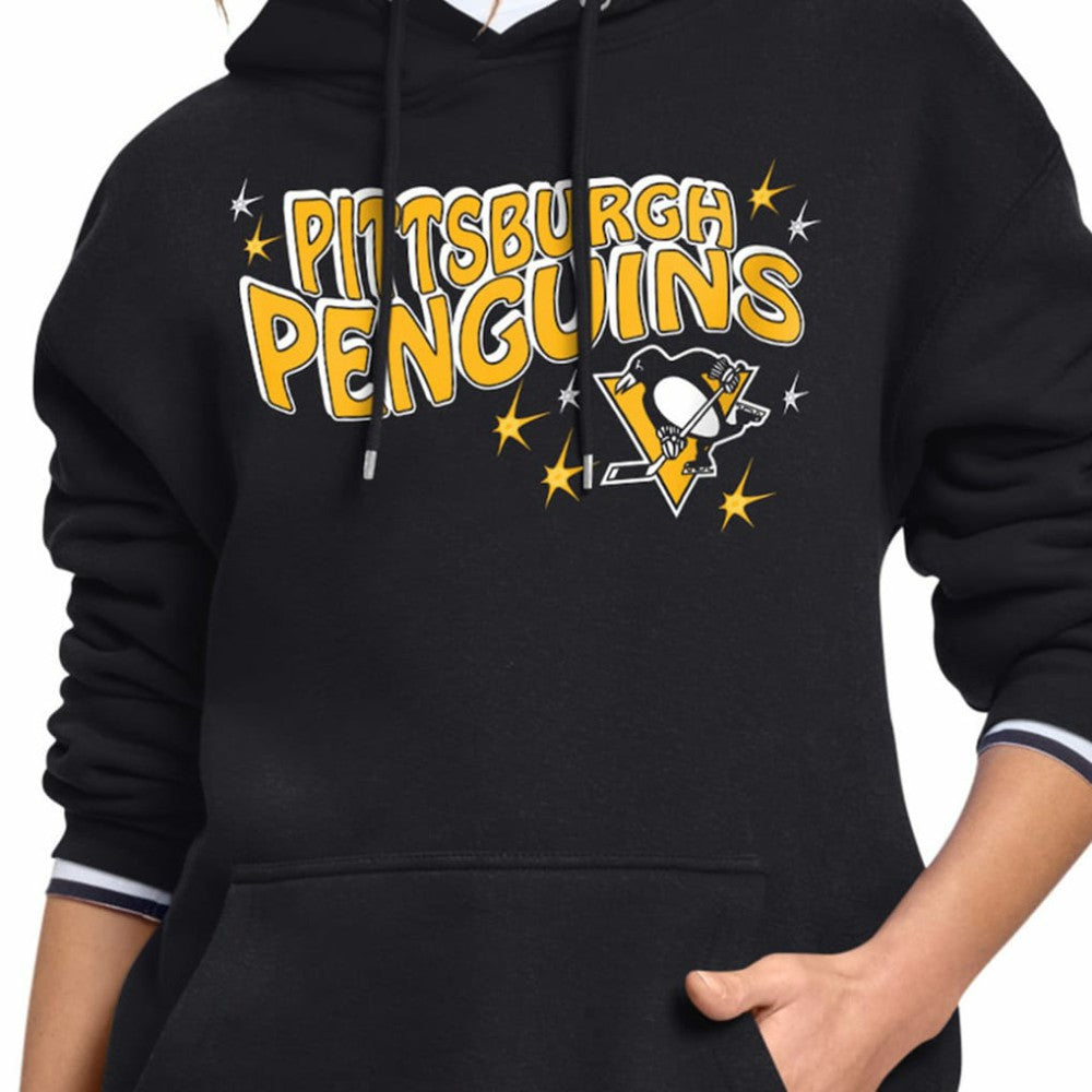 Pittsburgh Penguins Starter Women's Fireworks Fleece Hoodie - Black Hoodies