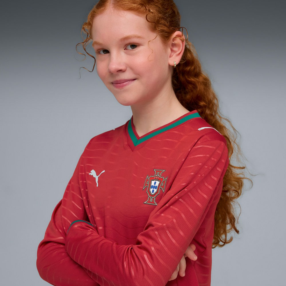 Portugal National Team Youth 2026 Home Replica Long Sleeve Jersey - Red for sale