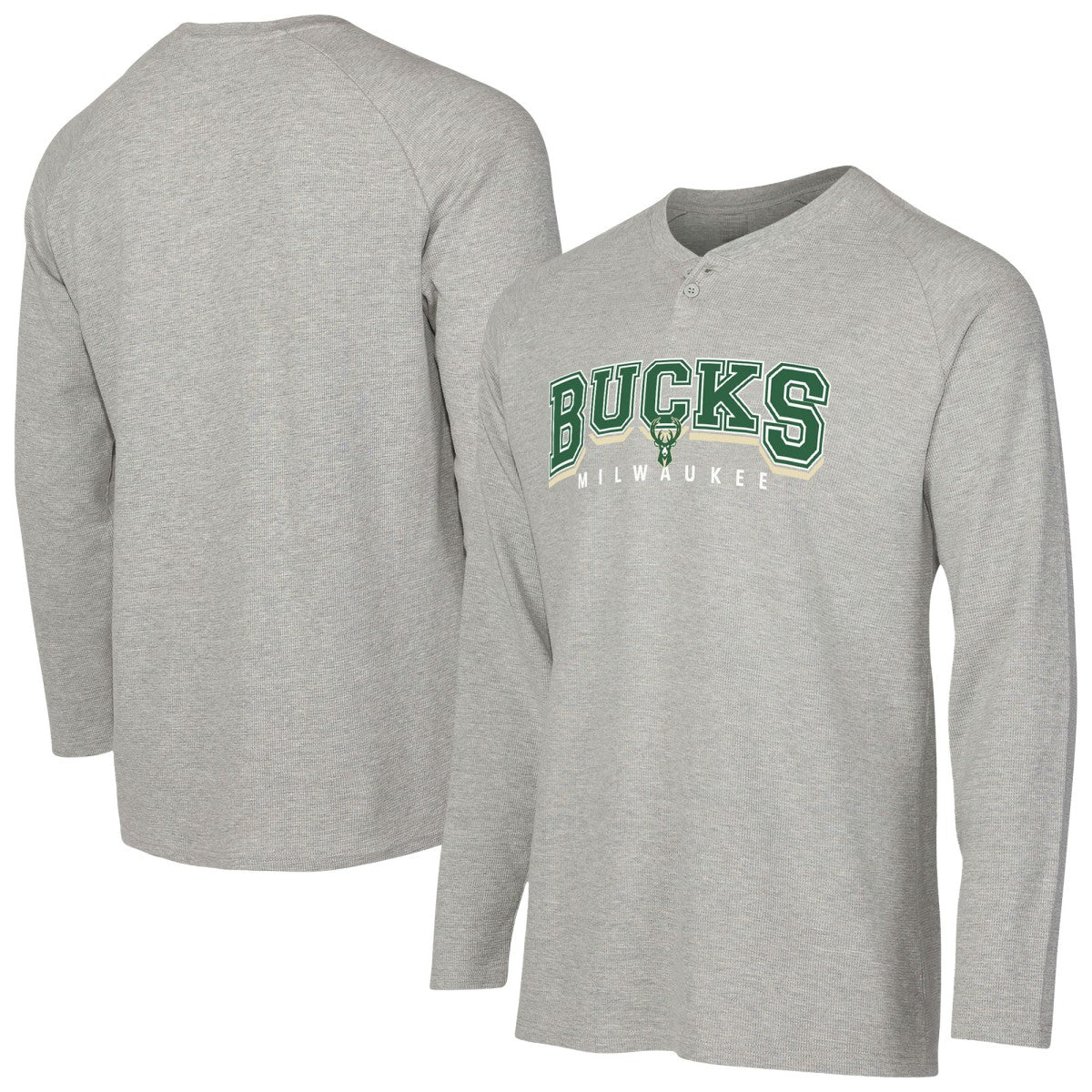 Milwaukee Bucks Concepts Sport Hawthorn Thermal Knit Long Sleeve Henley T-Shirt - Gray for sale
