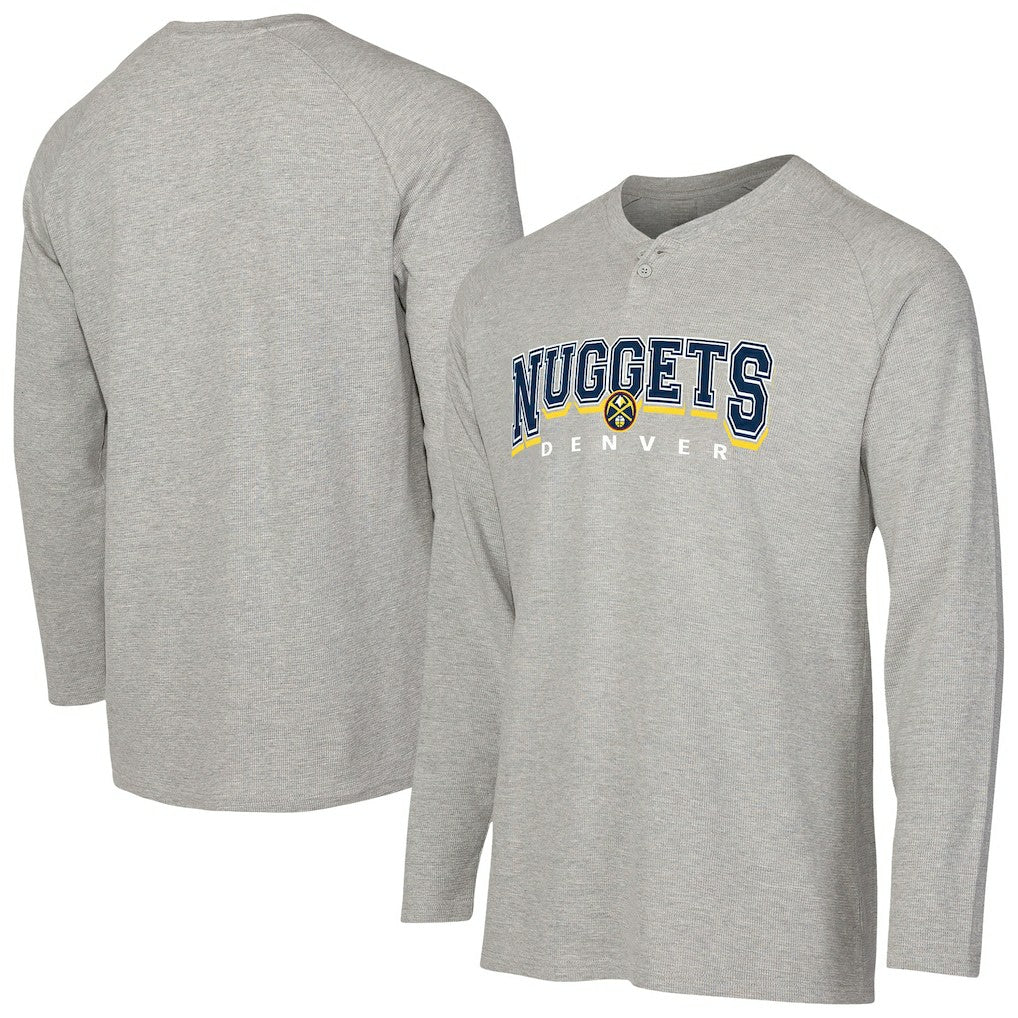Denver Nuggets Concepts Sport Hawthorn Thermal Knit Long Sleeve Henley T-Shirt sale - Gray sale