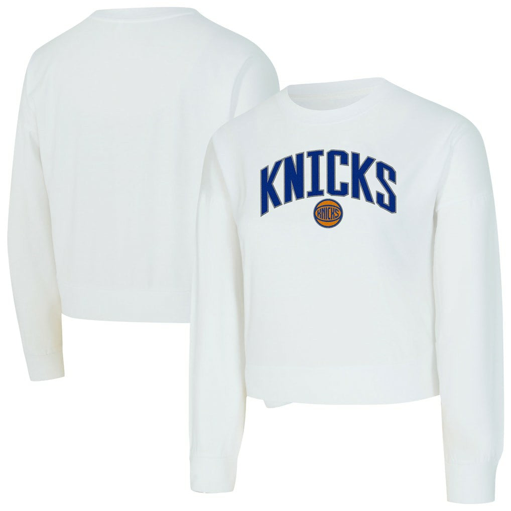 New York Knicks Concepts Sport Women's Laney Chenille Cropped Long Sleeve T-Shirt - White outlet