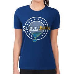 St. Louis Blues G-III 4Her by Carl Banks Women's Super-Slim Lightweight Pinstripe Circle Graphic T-Shirt - Royal T-shirts