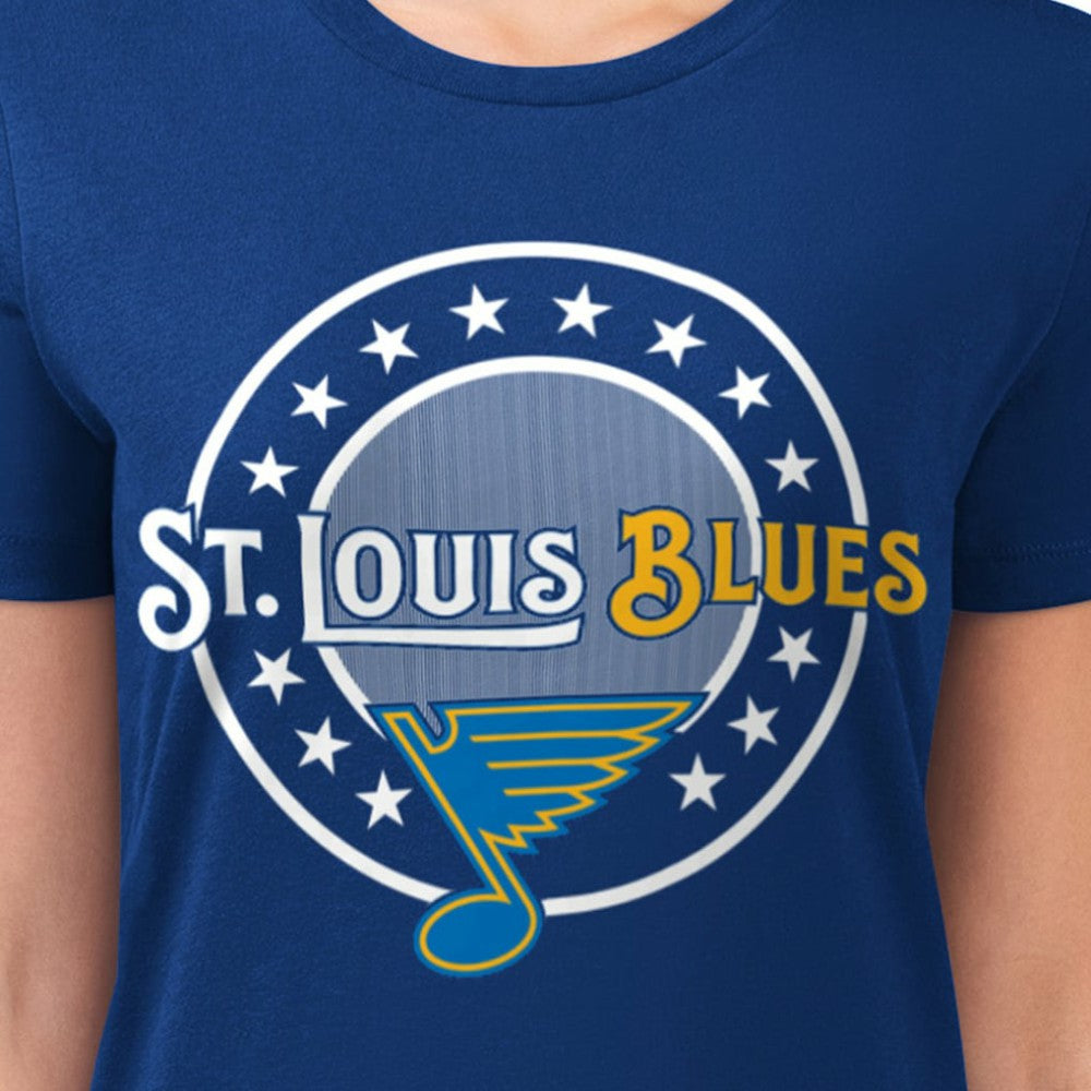 St. Louis Blues G-III 4Her by Carl Banks Women's Super-Slim Lightweight Pinstripe Circle Graphic T-Shirt - Royal T-shirts
