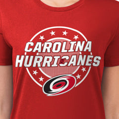 Carolina Hurricanes G-III 4Her by Carl Banks Women's Super-Slim Lightweight Pinstripe Circle Graphic T-Shirt - Red T-shirts