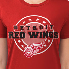 Detroit Red Wings G-III 4Her by Carl Banks Women's Super-Slim Lightweight Pinstripe Circle Graphic T-Shirt - Red T-shirts