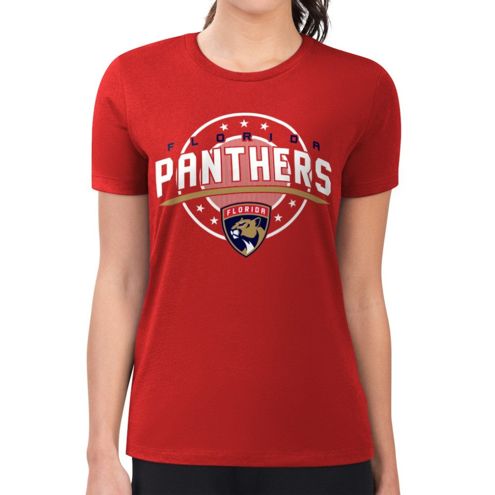 Florida Panthers G-III 4Her by Carl Banks Women's Super-Slim Lightweight Pinstripe Circle Graphic T-Shirt - Red T-shirts