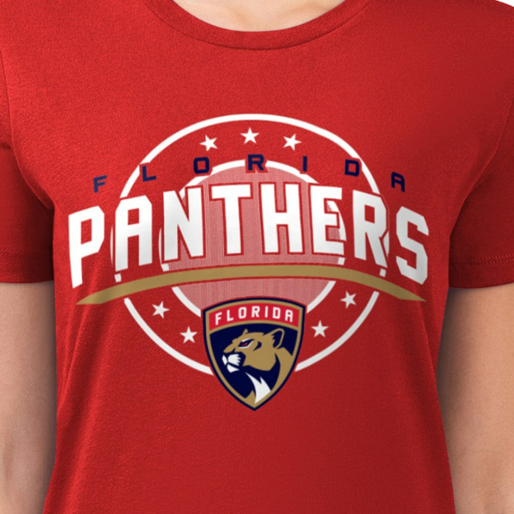 Florida Panthers G-III 4Her by Carl Banks Women's Super-Slim Lightweight Pinstripe Circle Graphic T-Shirt - Red T-shirts
