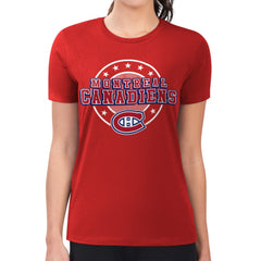 Montreal Canadiens G-III 4Her by Carl Banks Women's Super-Slim Lightweight Pinstripe Circle Graphic T-Shirt - Red T-shirts