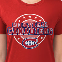 Montreal Canadiens G-III 4Her by Carl Banks Women's Super-Slim Lightweight Pinstripe Circle Graphic T-Shirt - Red T-shirts
