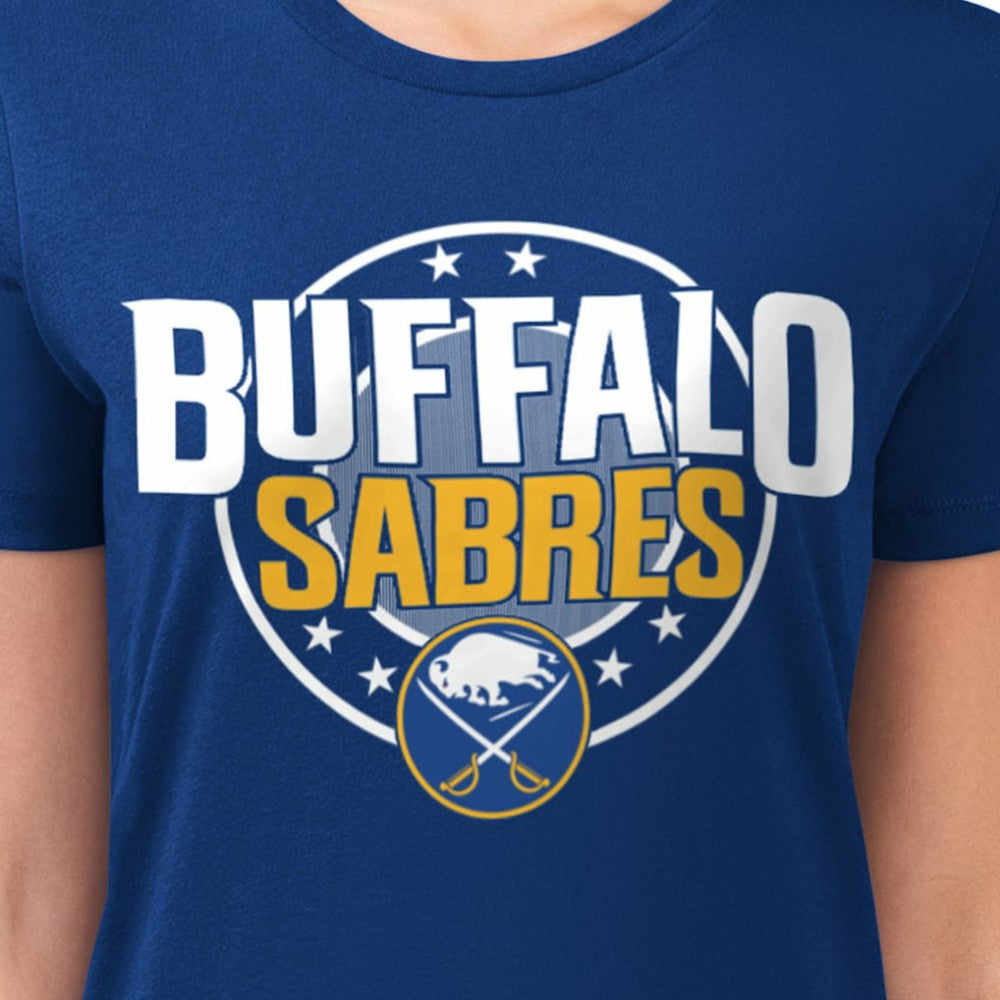 Buffalo Sabres G-III 4Her by Carl Banks Women's Super-Slim Lightweight Pinstripe Circle Graphic T-Shirt - Royal T-shirts