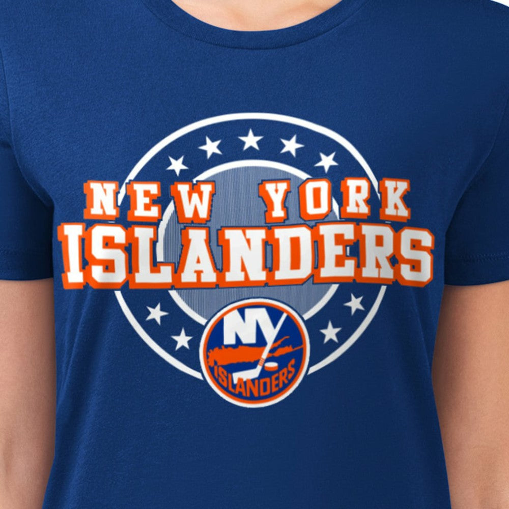 New York Islanders G-III 4Her by Carl Banks Women's Super-Slim Lightweight Pinstripe Circle Graphic T-Shirt - Royal T-shirts