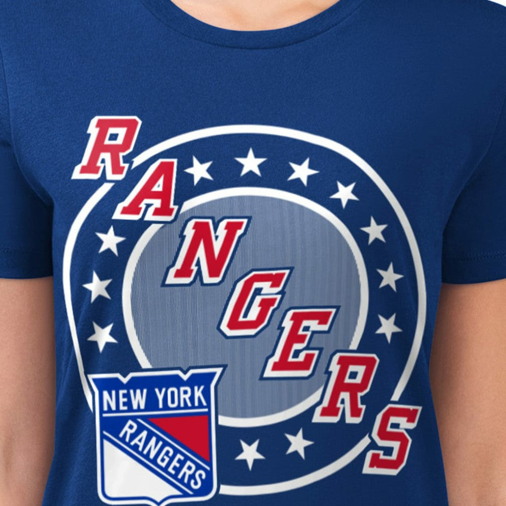 New York Rangers G-III 4Her by Carl Banks Women's Super-Slim Lightweight Pinstripe Circle Graphic T-Shirt - Royal T-shirts