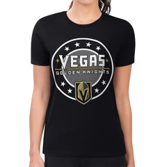 Vegas Golden Knights G-III 4Her by Carl Banks Women's Super-Slim Lightweight Pinstripe Circle Graphic T-Shirt - Black T-shirts