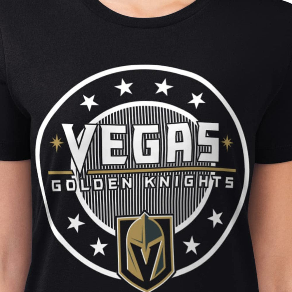 Vegas Golden Knights G-III 4Her by Carl Banks Women's Super-Slim Lightweight Pinstripe Circle Graphic T-Shirt - Black T-shirts