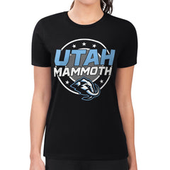 Utah Mammoth G-III 4Her by Carl Banks Women's Super-Slim Lightweight Pinstripe Circle Graphic T-Shirt - Black T-shirts