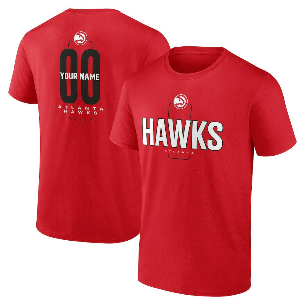 Atlanta Hawks Center Court Name & Number Custom T-Shirt - Red on sale