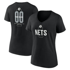 Brooklyn Nets Women's Center Court Name & Number Custom V-Neck T-Shirt - Black shop