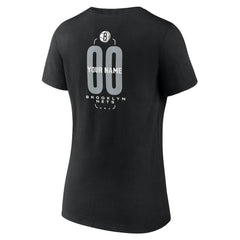 Brooklyn Nets Women's Center Court Name & Number Custom V-Neck T-Shirt - Black shop
