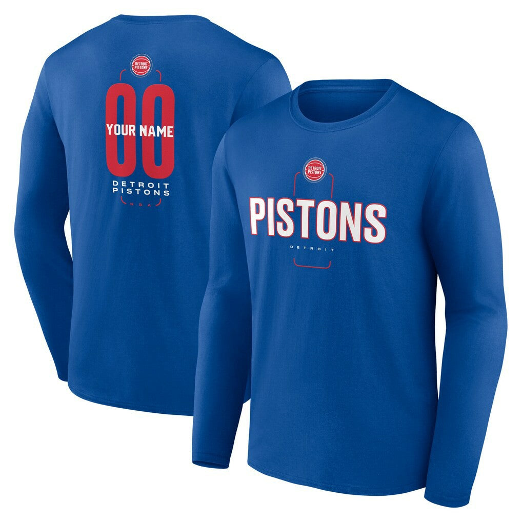 Detroit Pistons Center Court Name & Number Custom Long Sleeve T-Shirt sale - Blue for sale