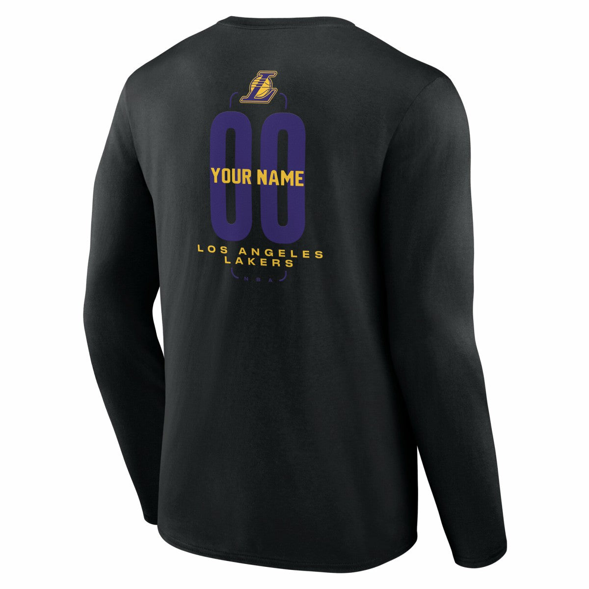 Los Angeles Lakers Center Court Name & Number Custom Long Sleeve T-Shirt - Black cheap