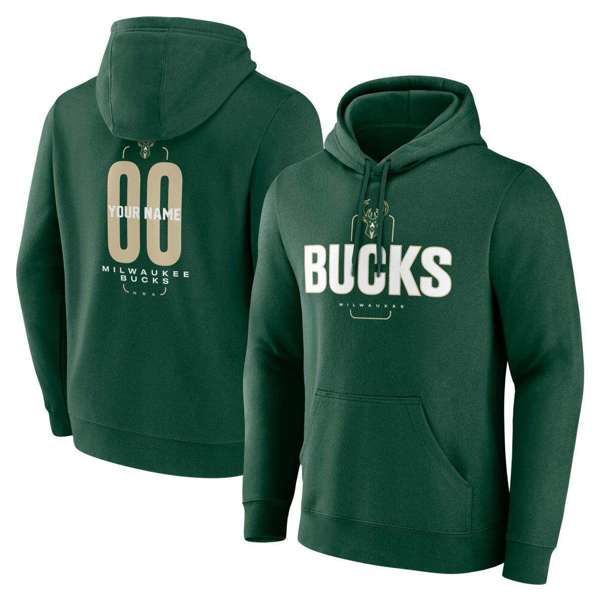 Milwaukee Bucks Center Court Name & Number Custom Hoodie - Hunter Green outlet