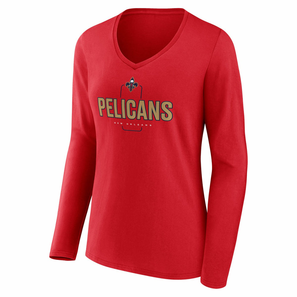 New Orleans Pelicans Women's Center Court Name & Number Custom Long Sleeve V-Neck T-Shirt - Red discount