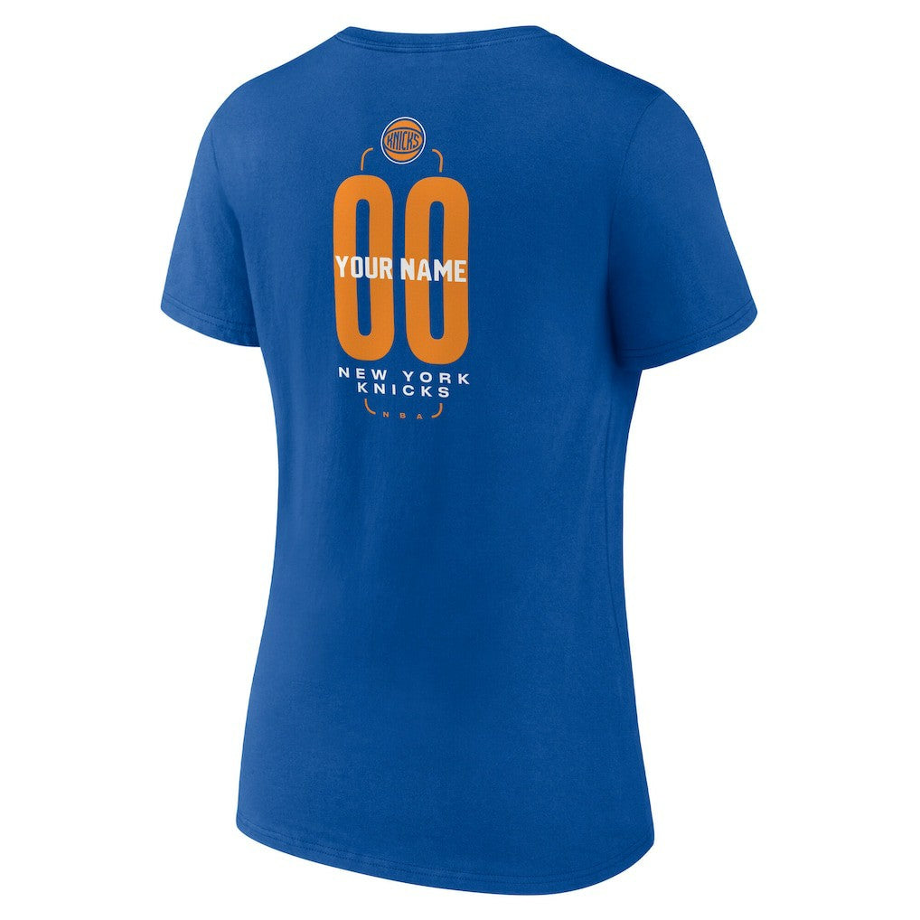 New York Knicks Women's Center Court Name & Number Custom V-Neck T-Shirt - Blue outlet
