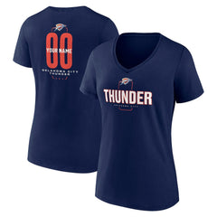 Oklahoma City Thunder Women's Center Court Name & Number Custom V-Neck T-Shirt - Navy shop