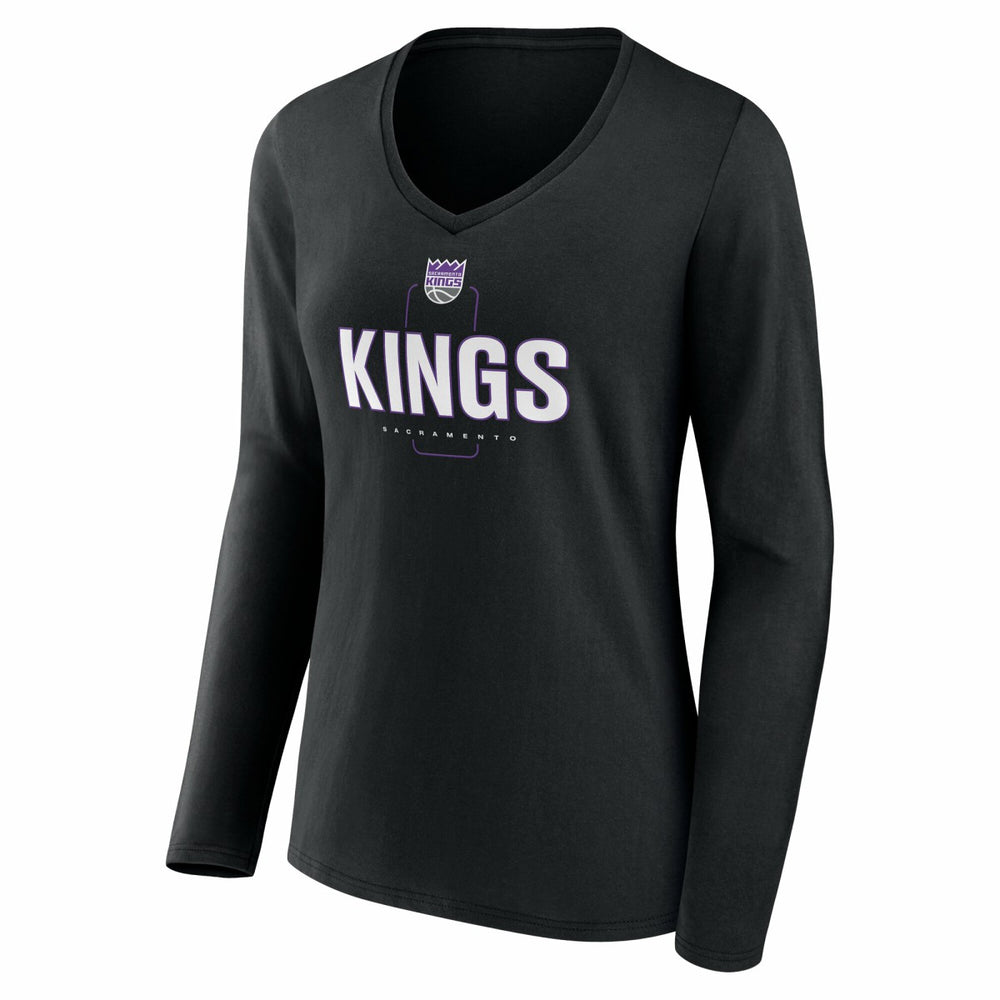 Sacramento Kings Women's Center Court Name & Number Custom Long Sleeve V-Neck T-Shirt - Black online