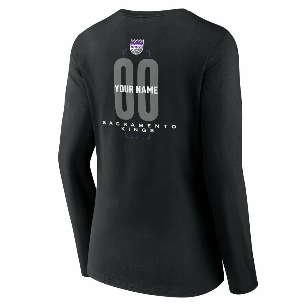 Sacramento Kings Women's Center Court Name & Number Custom Long Sleeve V-Neck T-Shirt - Black online