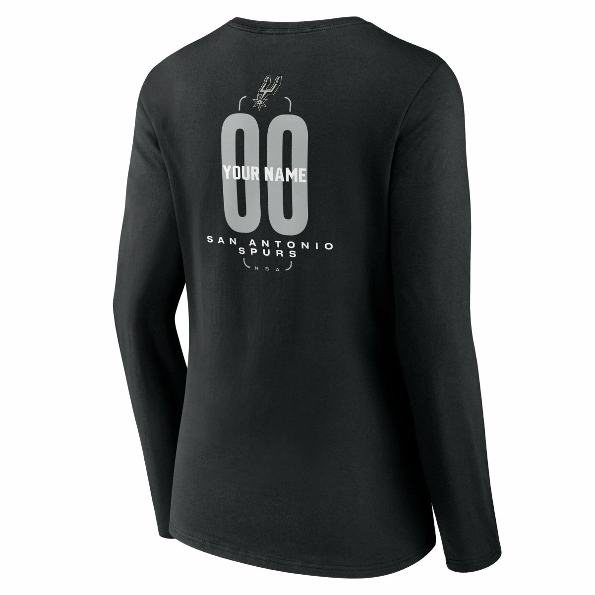 San Antonio Spurs Women's Center Court Name & Number Custom Long Sleeve V-Neck T-Shirt - Black on sale