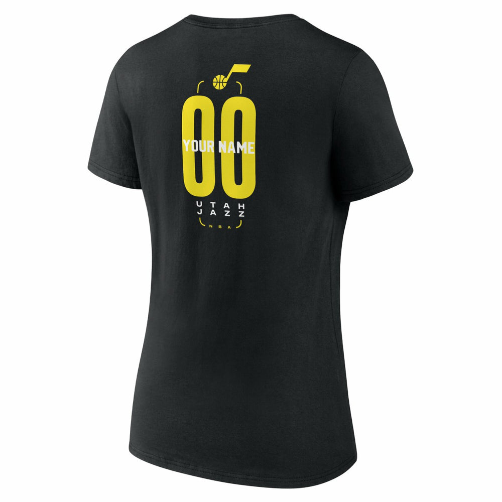 Utah Jazz Women's Center Court Name & Number Custom V-Neck T-Shirt - Black outlet