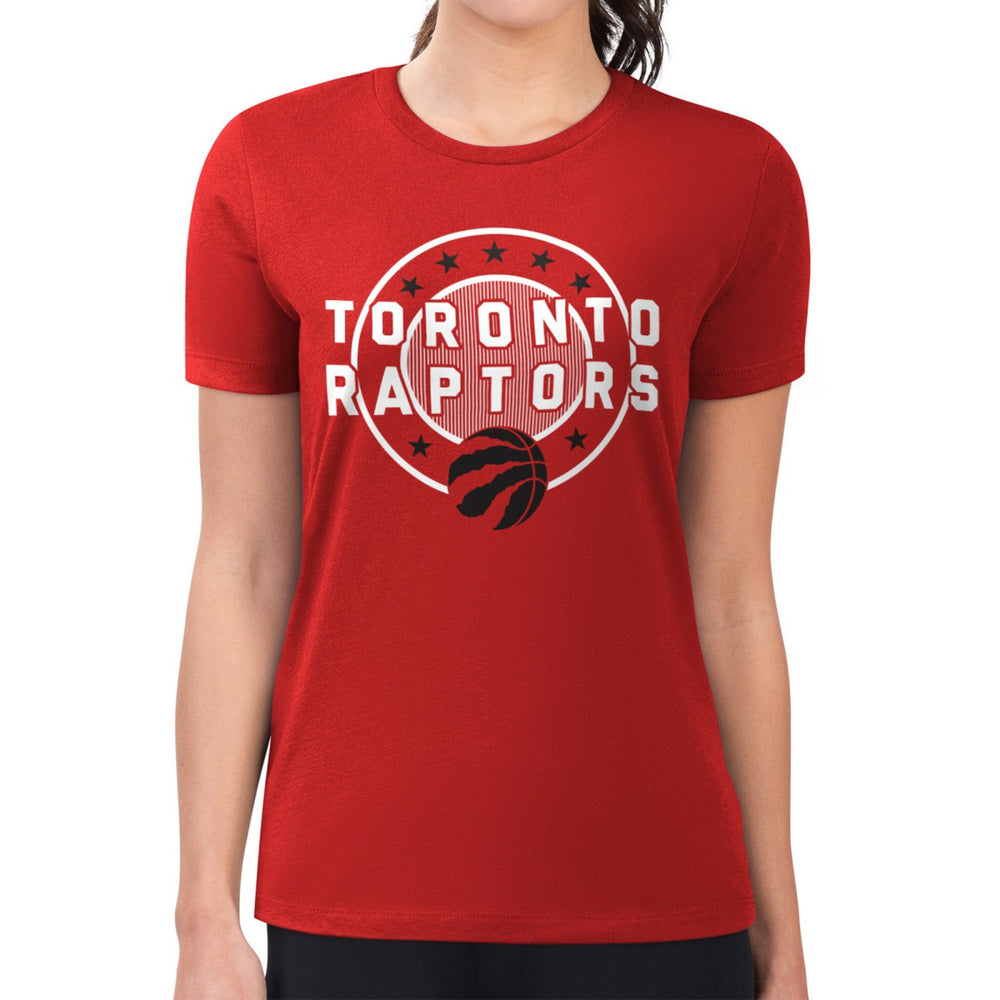 Toronto Raptors G-III 4Her by Carl Banks Women's Super-Slim Lightweight Pinstripe Circle Graphic T-Shirt - Red for sale
