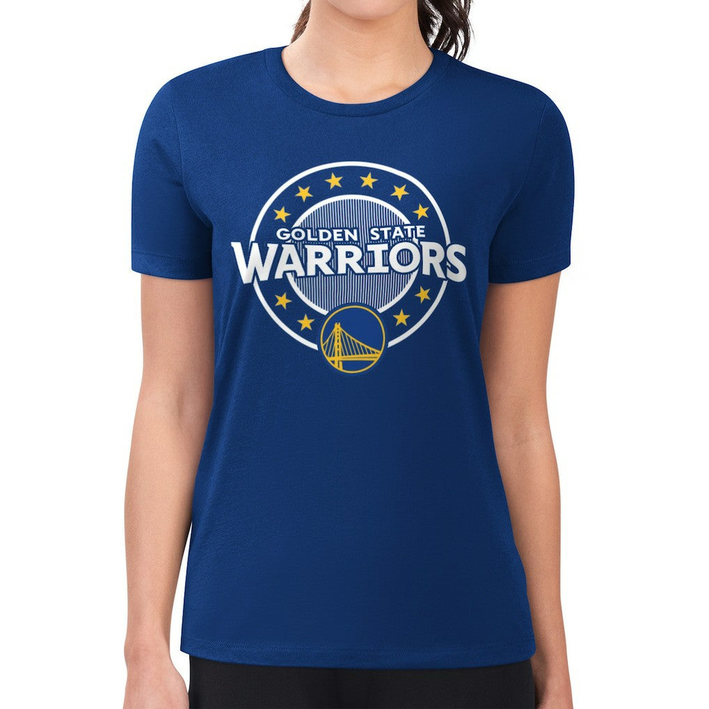 Golden State Warriors G-III 4Her by Carl Banks Women's Super-Slim Lightweight Pinstripe Circle Graphic T-Shirt sale - Royal sale