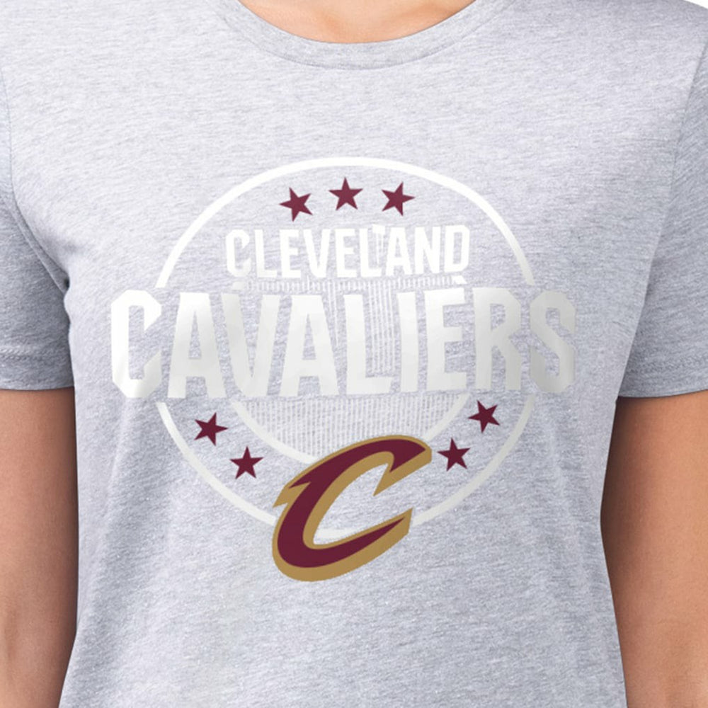 Cleveland Cavaliers G-III 4Her by Carl Banks Women's Super-Slim Lightweight Pinstripe Circle Graphic T-Shirt sale - Gray discount