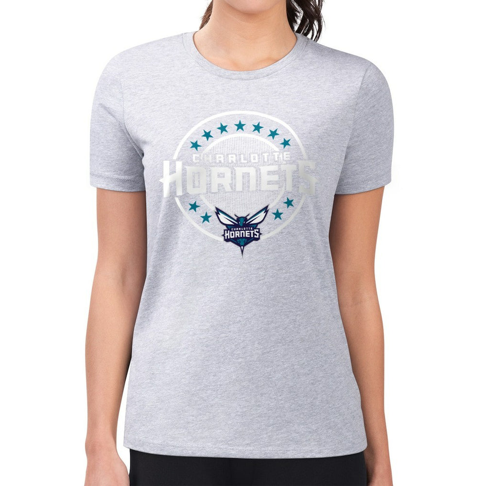 Charlotte Hornets G-III 4Her by Carl Banks Women's Super-Slim Lightweight Pinstripe Circle Graphic T-Shirt - Gray outlet