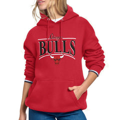 Chicago Bulls Starter Women's Arch Stripe Fleece Hoodie - Red shop
